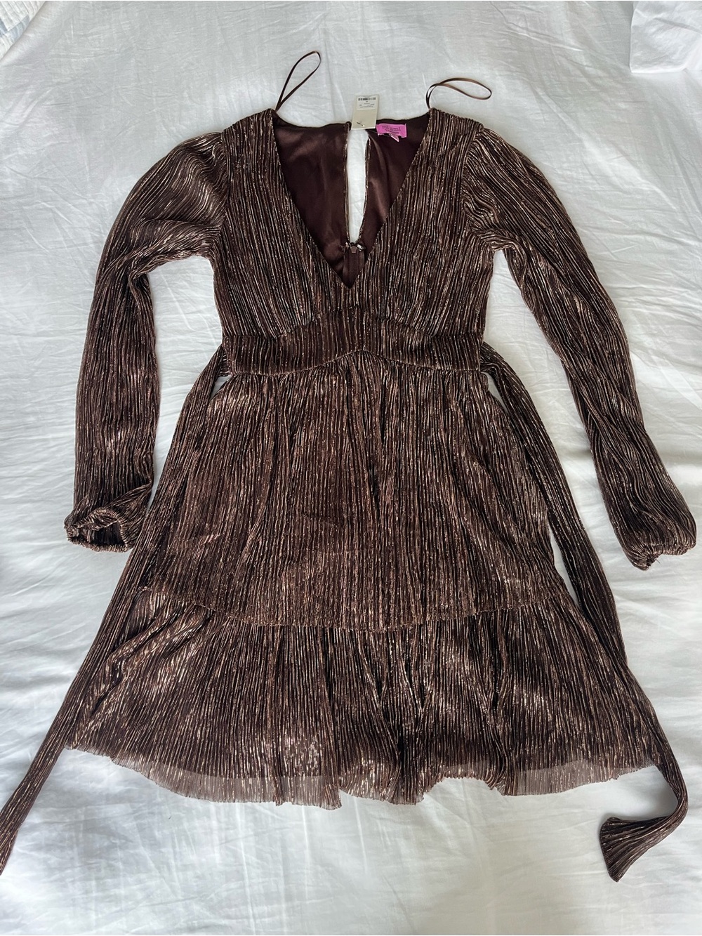 Francesca's Brown Metallic Mini Dress